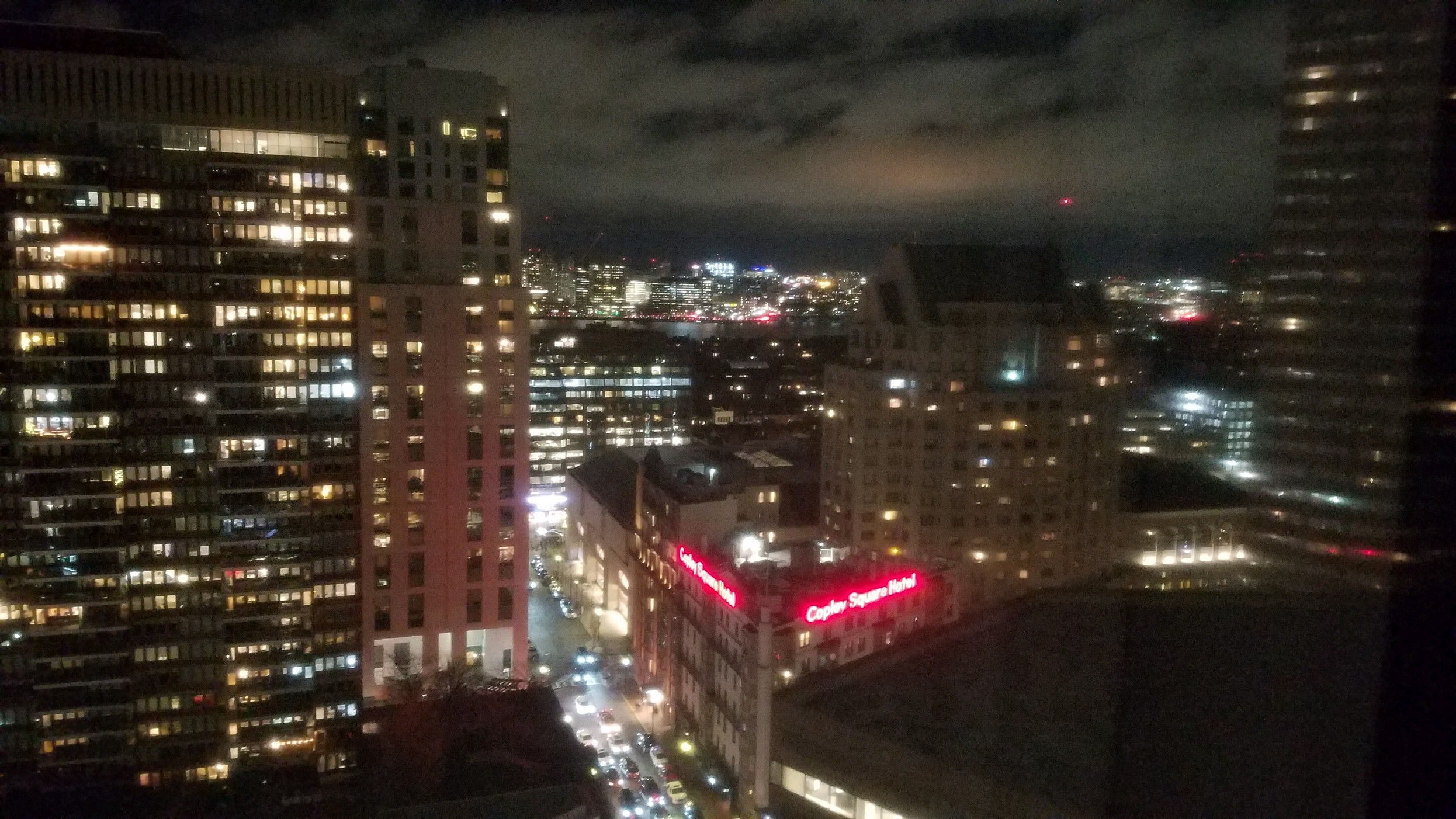 Downtown Boston from inside a Hotel room